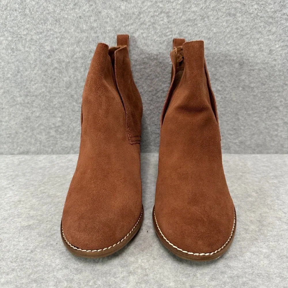 Lucky Brand Yoniana Womens 9.5 Brown Suede Wedge Ankle Booties LK-YONIANA Cognac